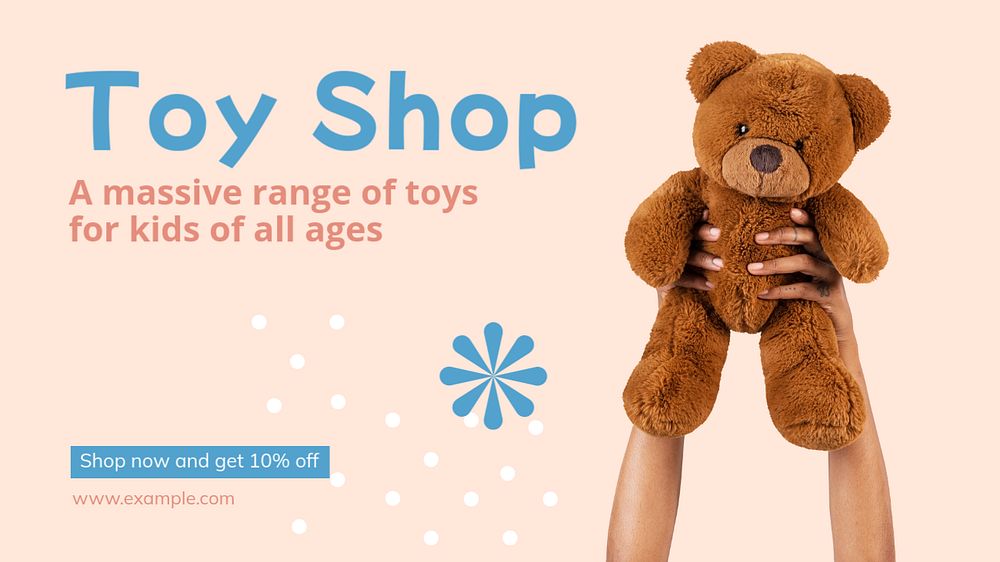 Toy shop  blog banner template, editable text