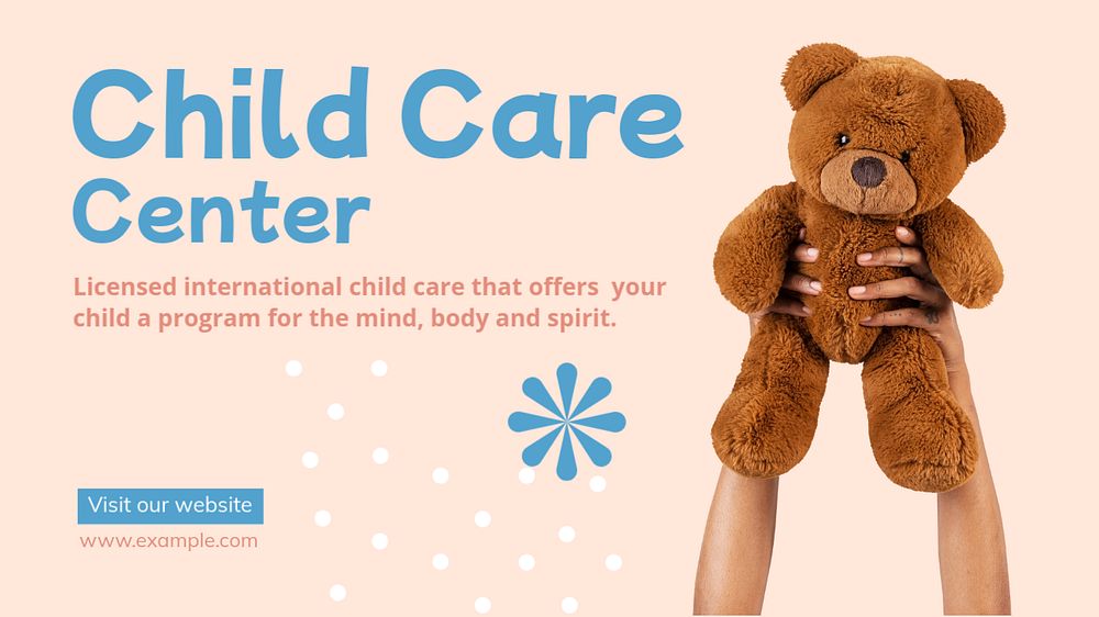 Child care center  blog banner template, editable text