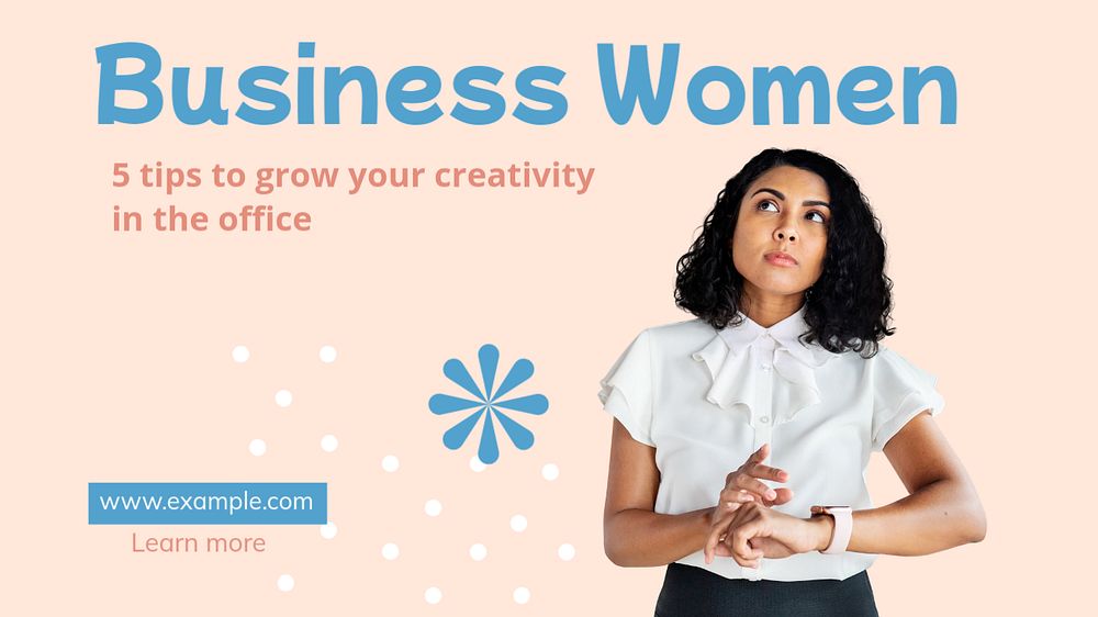 Business women  blog banner template, editable text