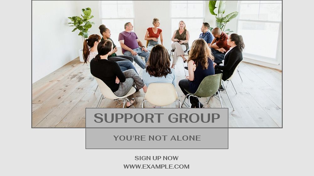 Emotional support group  blog banner template, editable text