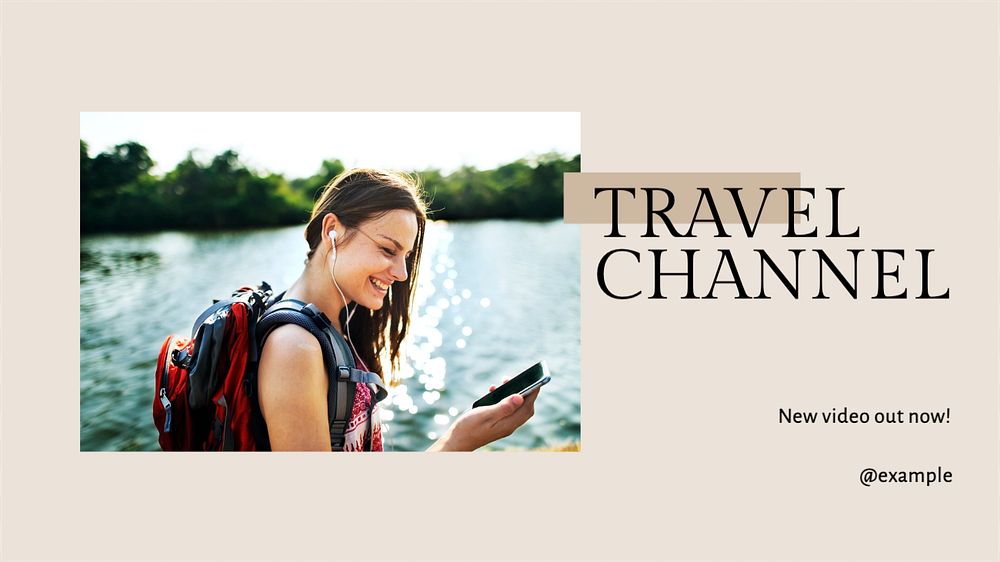 Travel channel blog banner template, editable text