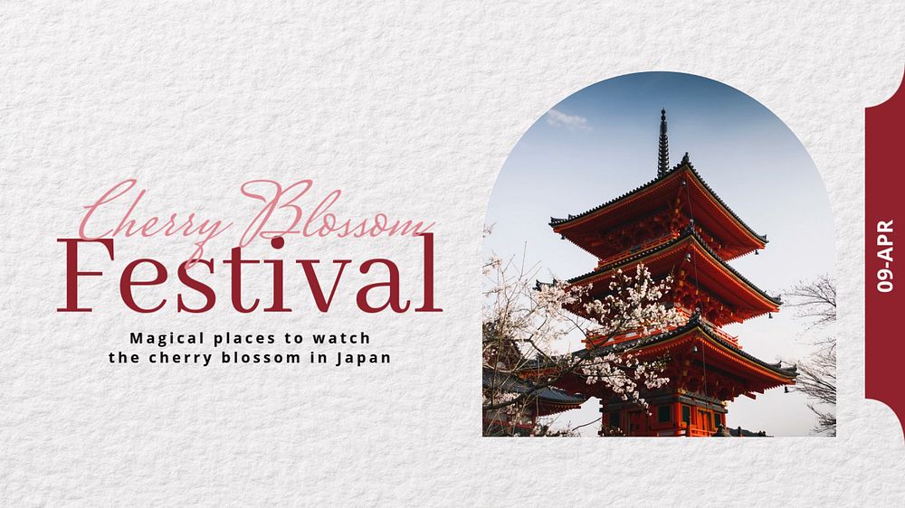 Cherry blossom festival  blog banner template, editable text