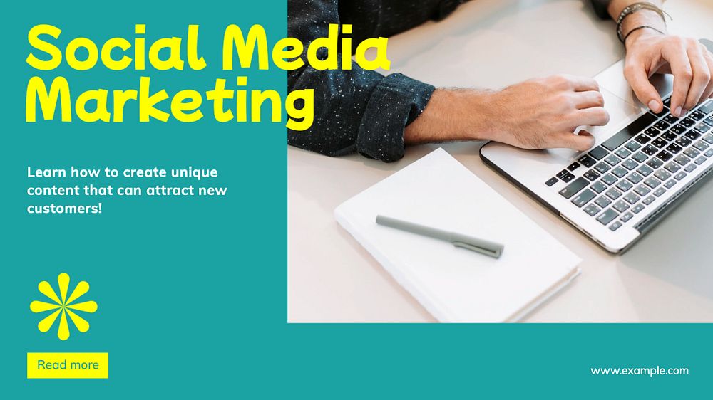 Social media marketing blog banner template, editable text