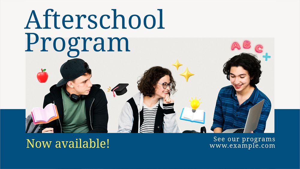 Afterschool program  blog banner template, editable text