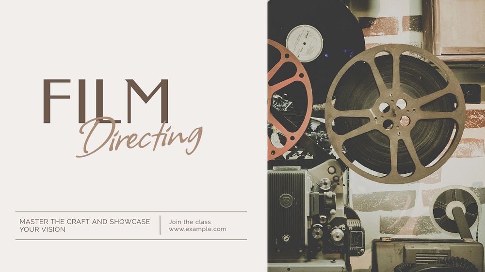 Film directing class blog banner template, editable text