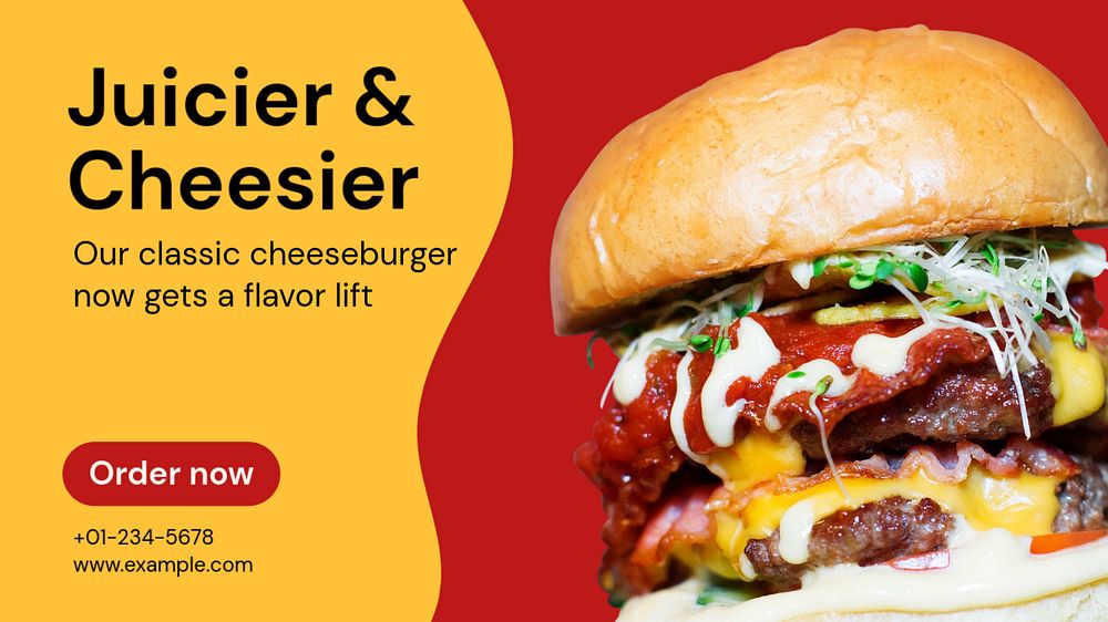 Cheeseburger shop  blog banner template, editable text