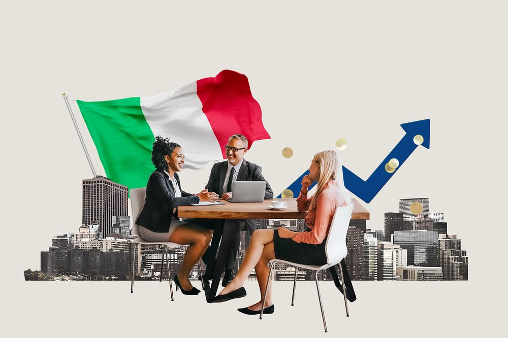 Italian business agreement, economy money collage, editable design