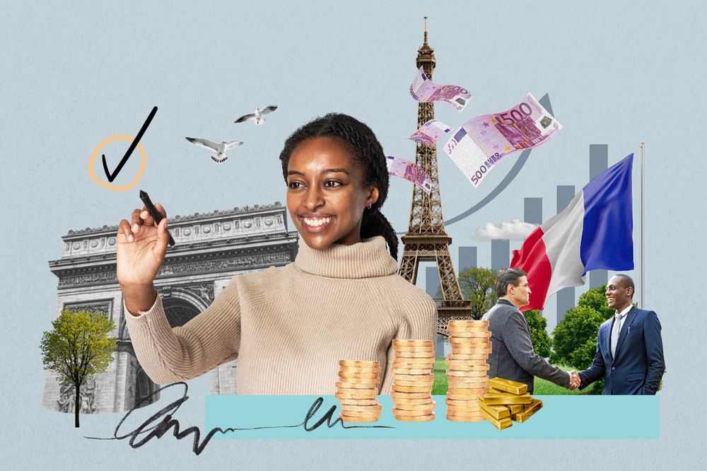 France investment, money finance collage, editable design