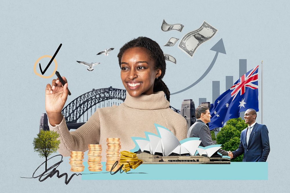 Australia investment, money finance collage, editable design