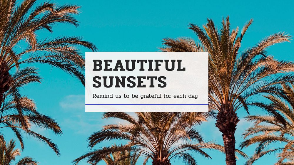 Beautiful sunsets blog banner template, editable text