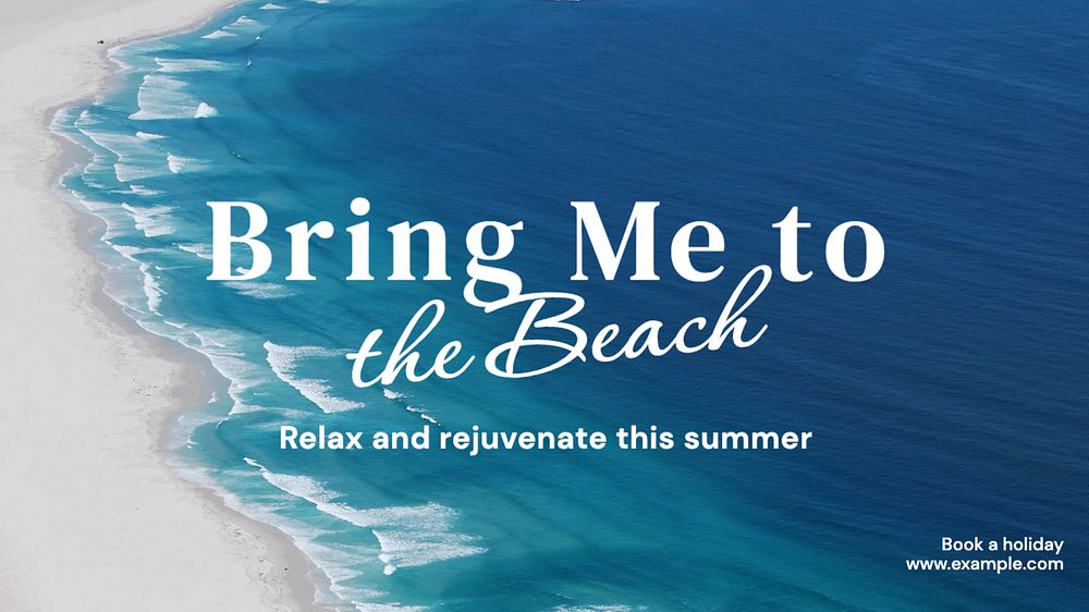 Beach travel blog banner template, editable text