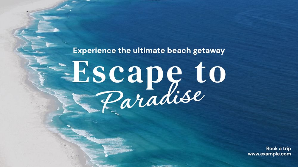 Beach getaway blog banner template, editable text