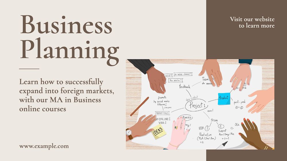 Business planning blog banner template, editable text