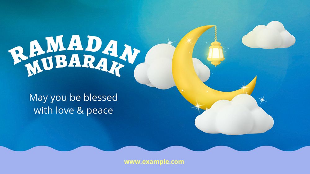 Ramadan mubarak  blog banner template, editable text