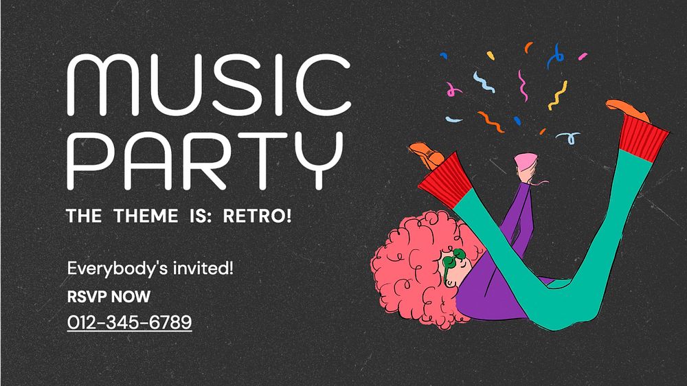 Music party blog banner template, editable text