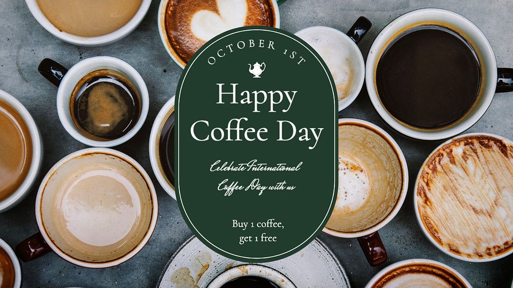 Happy coffee day blog banner template, editable text