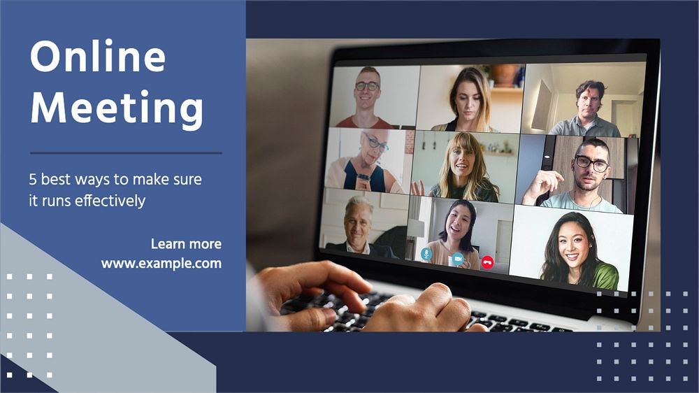 Online meeting blog banner template, editable text