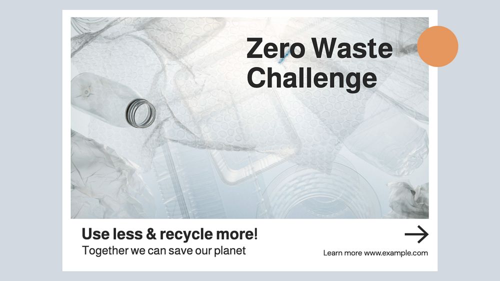 Zero waste challenge blog banner template, editable text