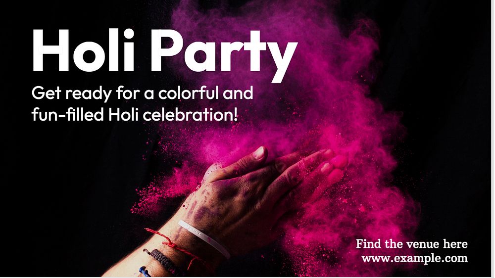 Holi party blog banner template, editable text