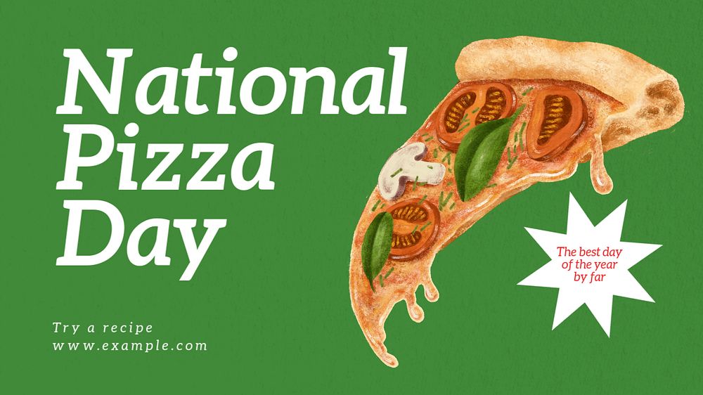 Pizza day blog banner template, editable text