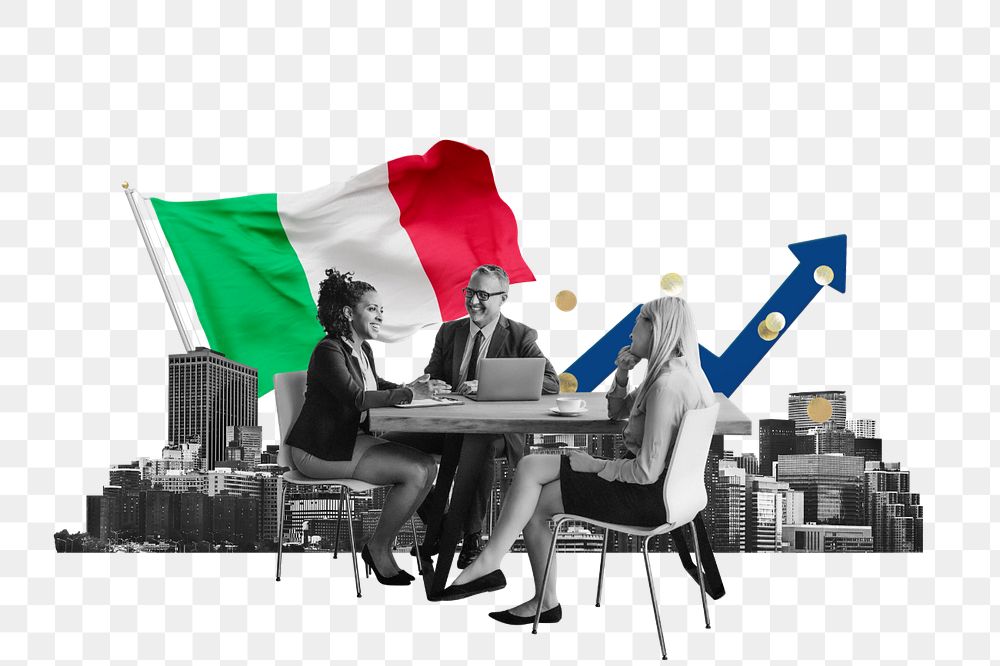 PNG element Italian business agreement, economy money collage, editable design