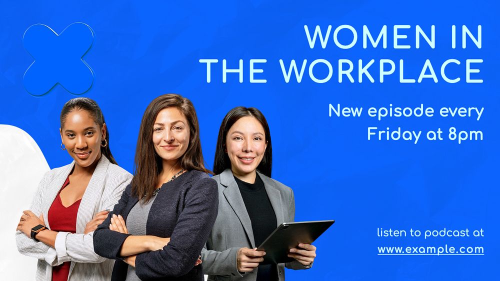 Women at work blog banner template, editable text