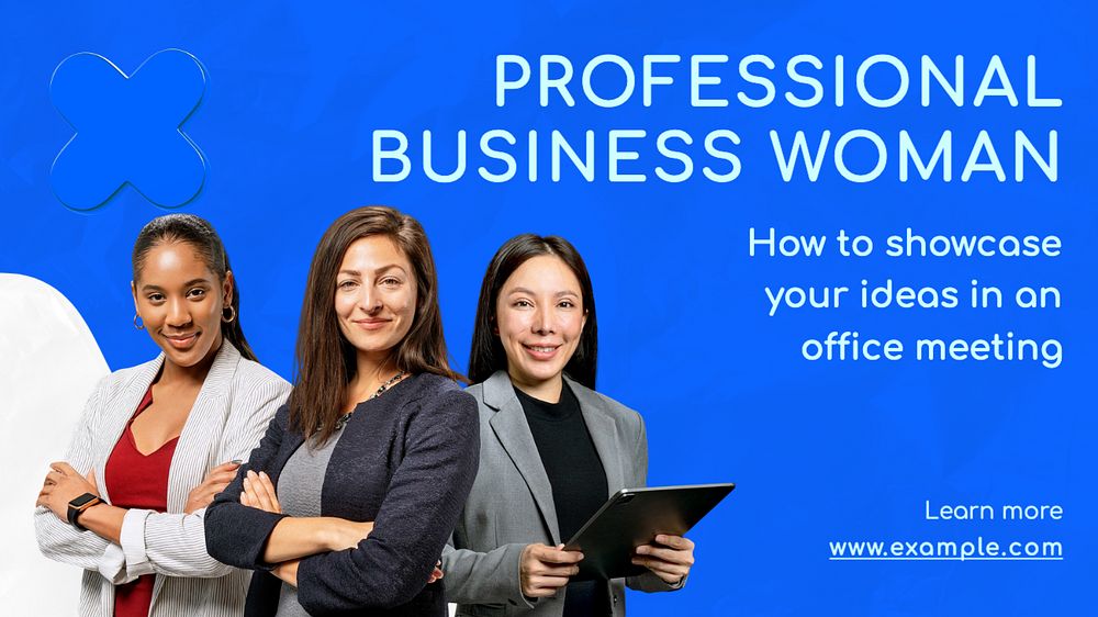 Professional business woman blog banner template, editable text