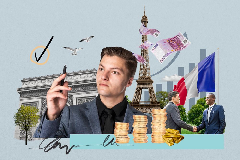 France investment, money finance collage, editable design