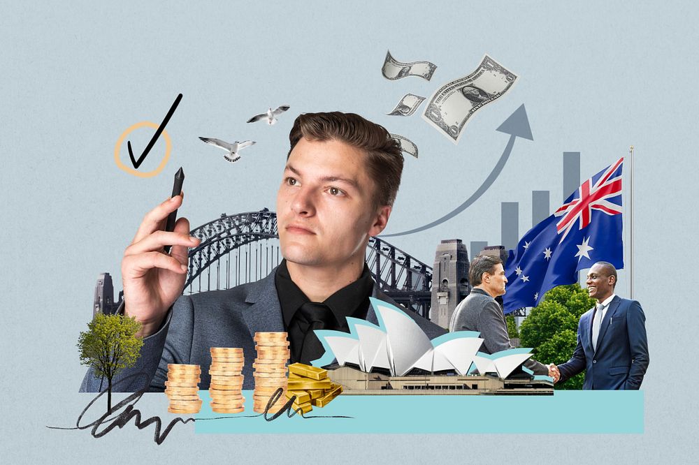 Australia investment, money finance collage, editable design