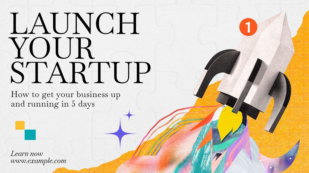 Launch your startup blog banner template, editable text