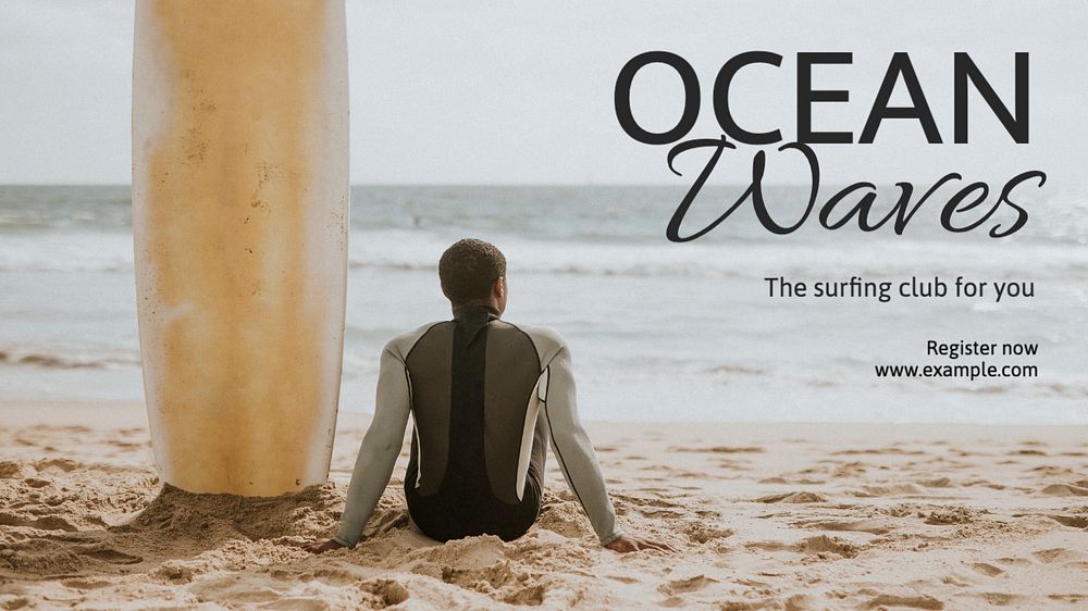 Ocean waves blog banner template, editable text