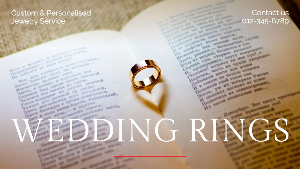 Wedding rings blog banner template, editable text