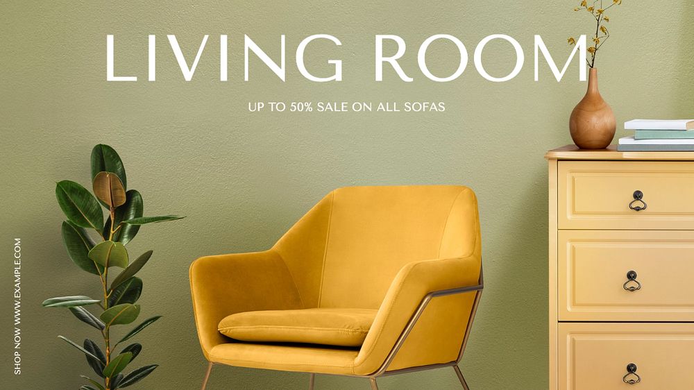 Living room sale blog banner template, editable text