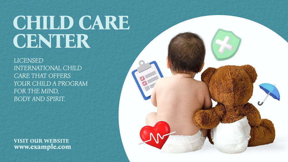 Child care center  blog banner template, editable text