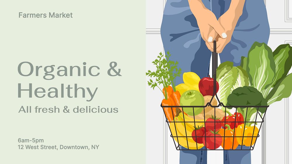 Organic & healthy blog banner template, editable text