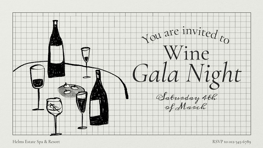 Wine gala night blog banner template, editable text