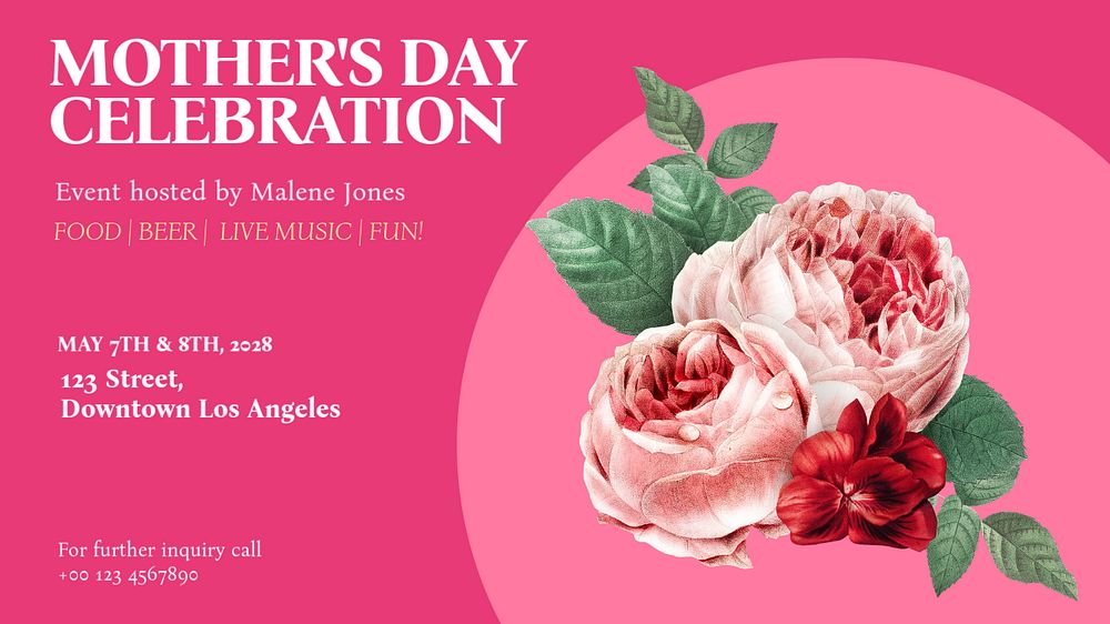 Mother's day event blog banner template, editable text