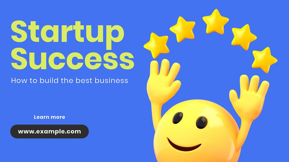 Startup success blog banner template, editable text