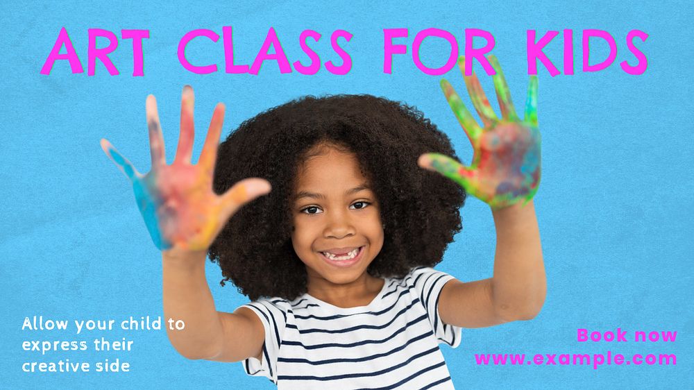 Kid's art class blog banner template, editable text