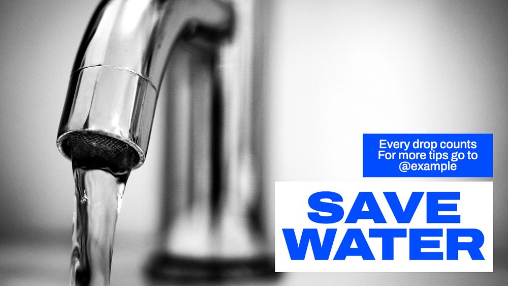 Save water blog banner template, editable text