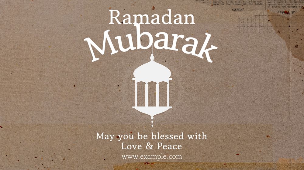 Ramadan mubarak  blog banner template, editable text