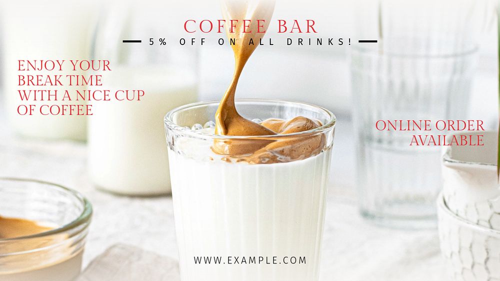 Coffee shop blog banner template, editable text