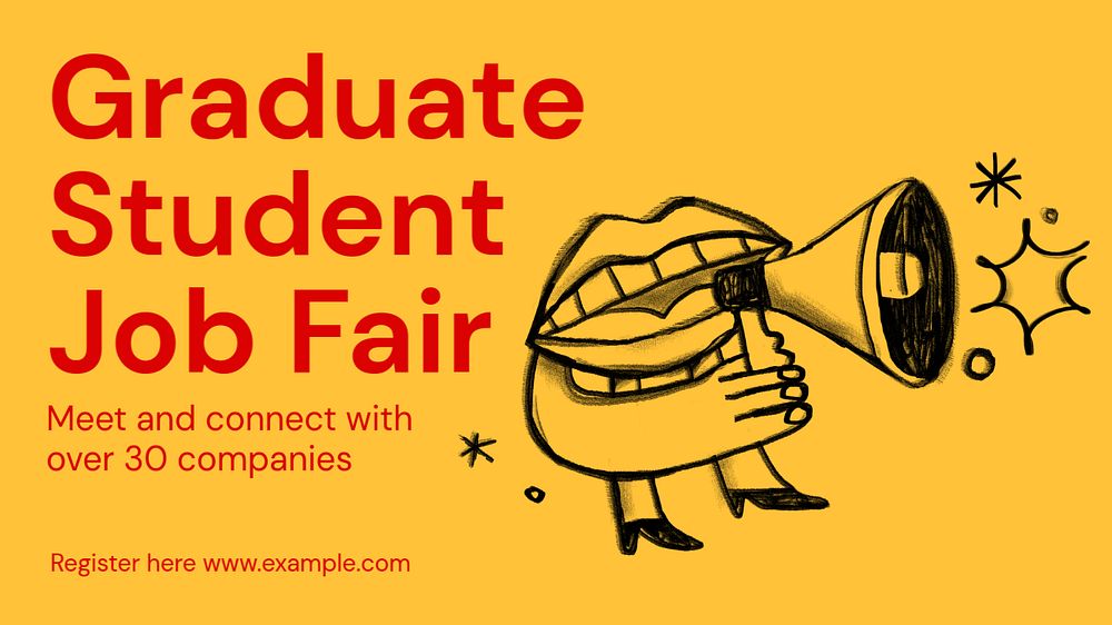 Graduate student job fair  blog banner template, editable text