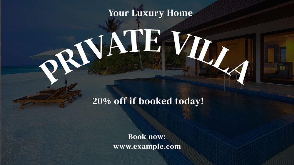 Private villa blog banner template, editable text