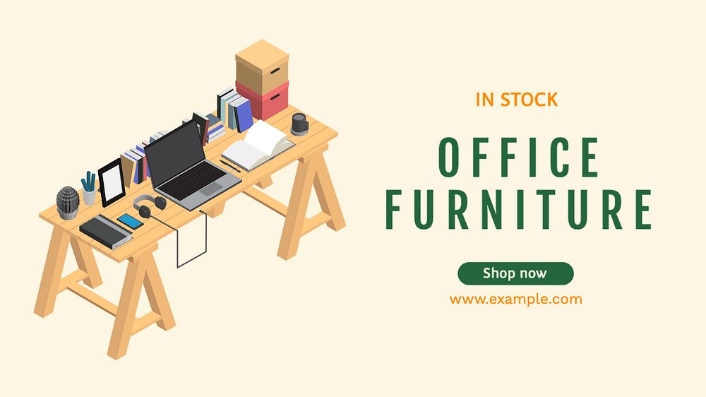 Furniture store blog banner template, editable text