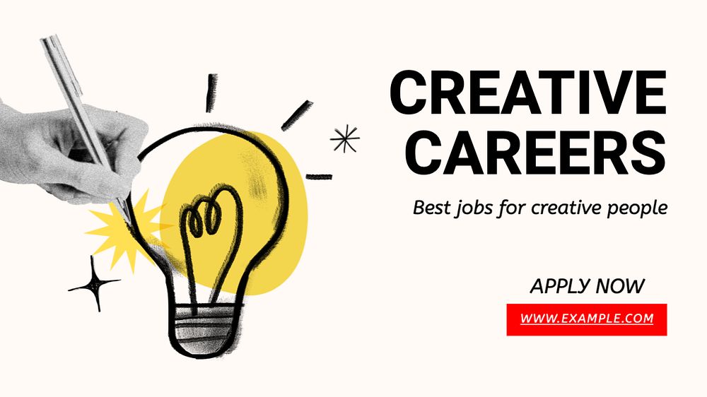 Creative careers blog banner template, editable text