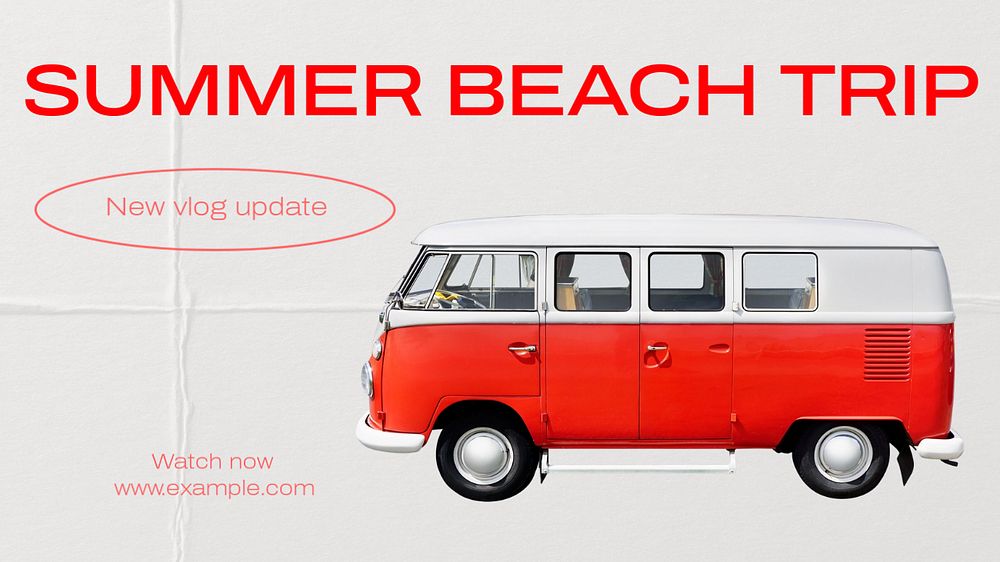 Summer beach trip  blog banner template, editable text