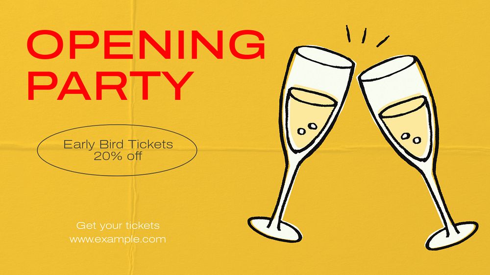 Opening party  blog banner template, editable text