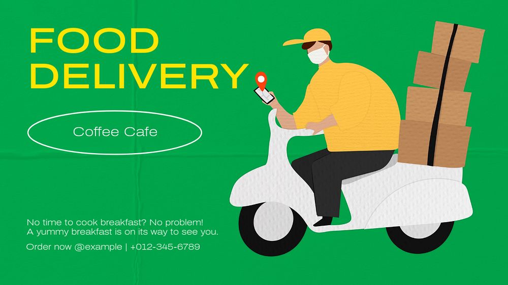 Food delivery  blog banner template, editable text