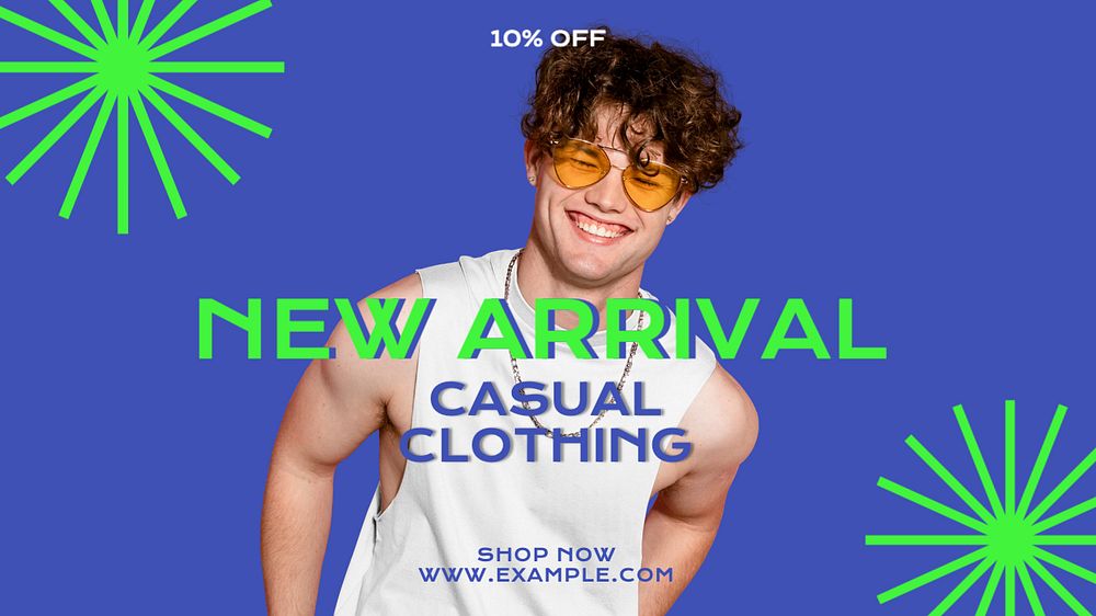 Casual clothing  blog banner template, editable text